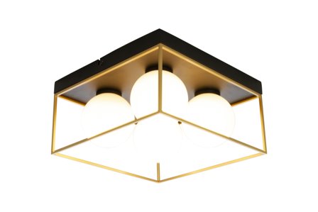 Aneta Lighting ASTRO plafond liten, svart/gull/opal, 4xG9