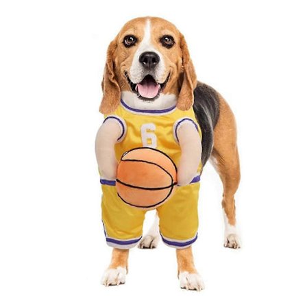 Hunde Basketball Kostume med Bold, Hunde Basketball Spiller Kostume, Kæledyrskostume til Hund Kat