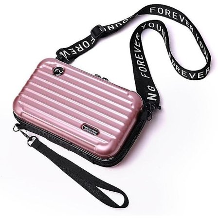 Dam Mini Resväska, Messenger Bag Axelväska Kosmetikväska Personlighet Mode Resa Liten Väska Roséguld Pulver