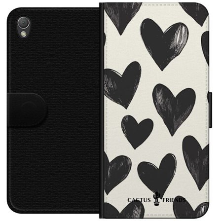 Yhteensopiva Lompakkokotelo Sony Sony Xperia Z3 Cactus and Friends - Bold Black Love Pattern