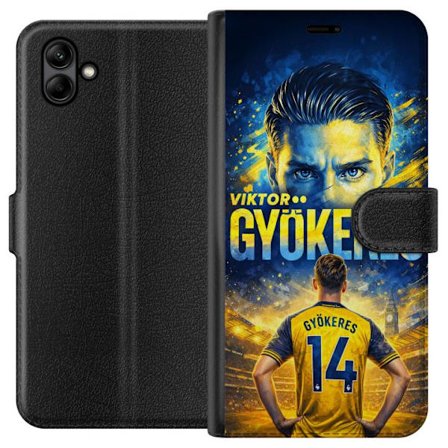 Kompatibelt Lommeboketui til Samsung Samsung Galaxy A05 Viktor Gyökeres fotballplakat i gult og blått med dramatisk stadionbakgrunn, sportillustrasj