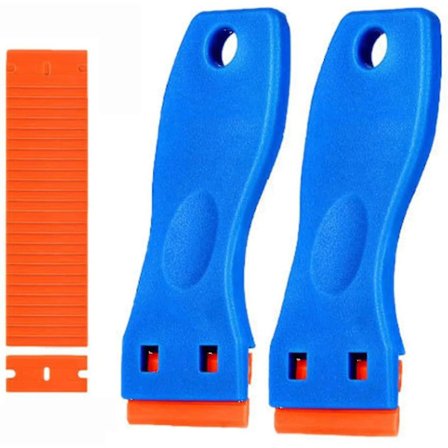 Plastskrapa med plastblad för borttagning av lim