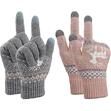 Naisten kosketusnäyttöhanskat Joustava Neulotu Neulehanskat Talvi Lämpimät Naisten Hanskat Älypuhelimet Tekstiviestihanskat Yksi Koko (Vaaleanpunainen