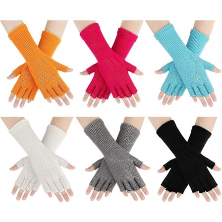 6 par unisex halvfingerhandskar varma