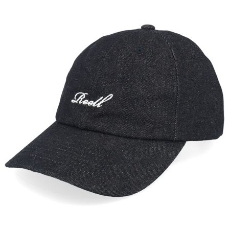 Reell - Svart unconstructed Keps - Single Script Cap Black Denim Dad Cap @ Hatstore