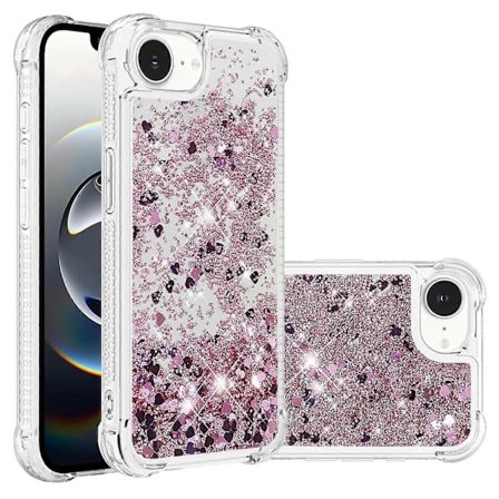 iPhone 16e TPU -puhelimen suojakuori, jossa on nopea hiekka, iskunkestävä puhelimen takakansi (ruusukultainen sydämen muoto)