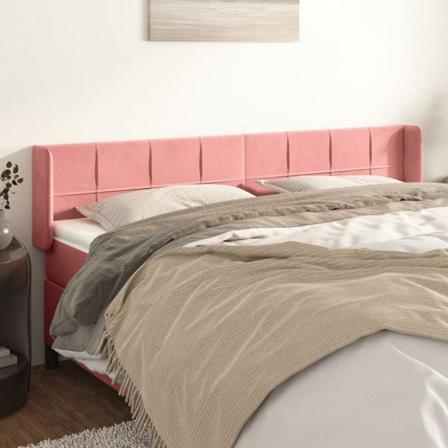 Vidaxl Huvudgavel Med Kanter Rosa 163x16x78/88 Cm Sammet Rosa