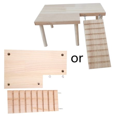 Hamsterplatform med ben Tilbehør til klatre stige bur i naturtræ S