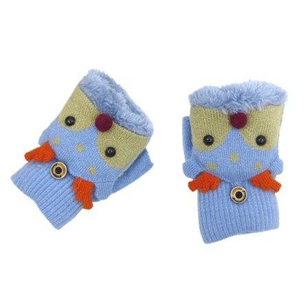 Tegneserie Rådyr Børnehandsker Halv Finger Vinter Konvertible Flip Top Varme Plys Strikkede Handsker