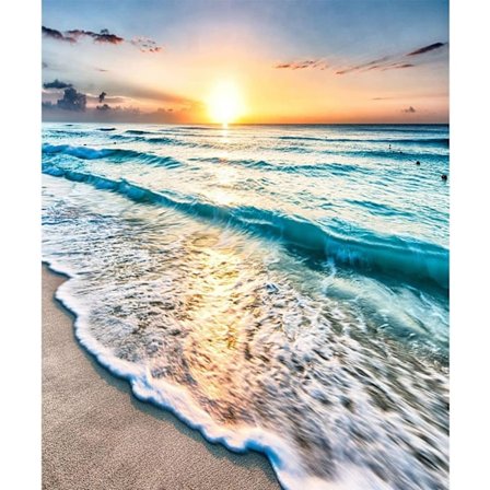 (Seaside) Diamantmalesett for voksne, 30x40 cm DIY Mal etter tall for voksne nybegynnere, DIY Full Drill Diamantprikker Malerier Bildekunst Cra