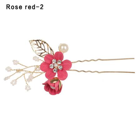 Hårkammar Blomma Hårnål Brudklämmor Rose Red 2