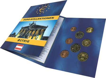 Østrig - Euro møntsæt i folder - Dansk