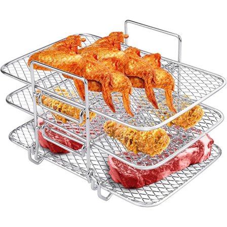 Air Fryer-ställ kompatibel med Ninja Dual Air Fryer 3 stapelbara Air Fryer-tillbehör Grillställ
