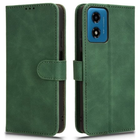 SKALO Motorola Moto E14 4G Matt PU-læderpungetui - Grøn