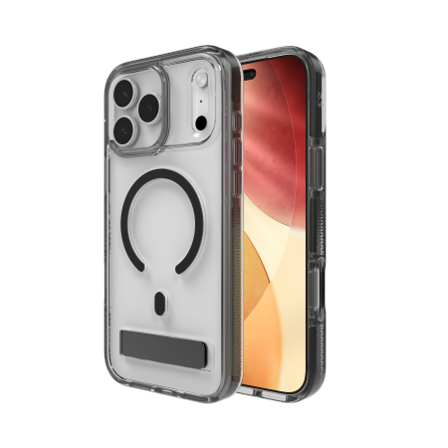 ZAGG Santa Cruz Snap KS MagSafe-fodral med stativ för iPhone 17 Pro Max - Klar och svart