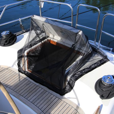 Hyönteisverkko veneeseen (sisäänkäyntiluukku) NOCK Bug Barrier Pro Cabin Large, painonauhalla ja imukupeilla, 900 x 1800 mm