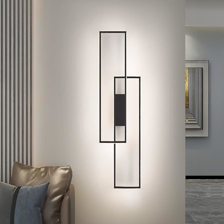 LED Vægskinner Indendørs Sort Rektangel Dobbelt Lys