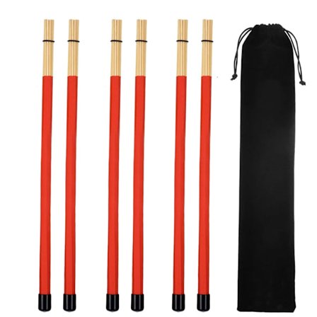 7-osainen jazz-rumpukapulasetti, bambukapulat, 19 nippua rumpukapuloita fleece-laukulla