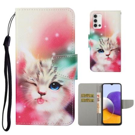Wonderland Samsung Galaxy A22 4g Flip Etui - Sød Kat Multicolor