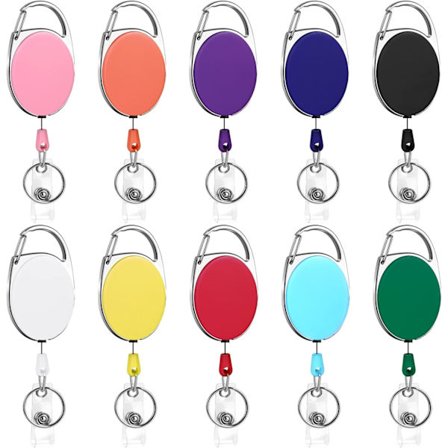 Badge Reels Udtrækkelige med Bælteklips 10-pak, Id Badge Udtrækkelig Klips til Navnekort og Nøgle