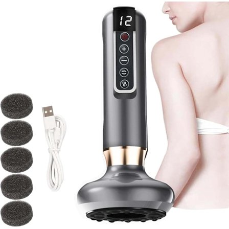 Højkvalitets Anti Cellulite Massage Cupping, 12 niveauer Justerbar Håndholdt Kropsfedt Massager til Mave Lår (Grå)