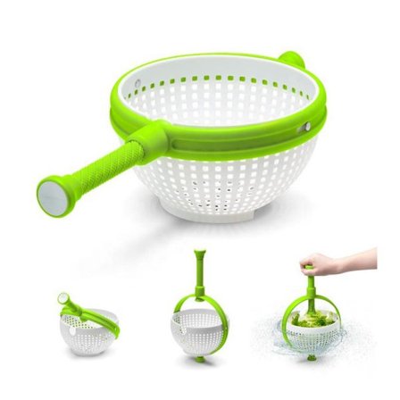 Torkapparat, multifunktionell hopfällbar roterande sil med handtag, sil, kompakt förvaring för tvätt, gröna grönsaker, frukt