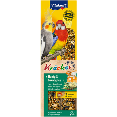 Vitakraft - Crackers Parakeet Honey/Eucalyptus 2-pk. - Fuglegodteri & kräcker - Frøstenger & frøkolber - ZOO.no