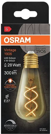 OSRAM Led Dekorasjonspære E27 St64 28 300lm Gold Dim Varmere Lys
