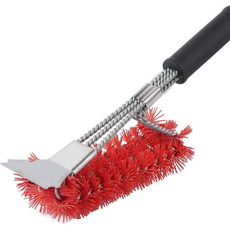 Nylon Grillborste, 3-i-1 Grillborste och Skrapa, Bästa Nylonborstborste, 18 Tums Grillrengöringsborste