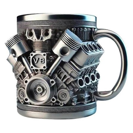 Personlig Rostfri Mugg med Motor-tema, Kreativ 3D Bilmotor V8