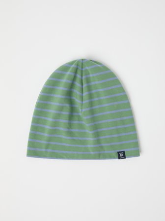 Polarn O. Pyret - Striped jersey beanie with fleece lining - 48|50 - Childrenswear - green