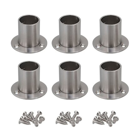6x Stålflensbeslag Støtte for 25mm Klesstang