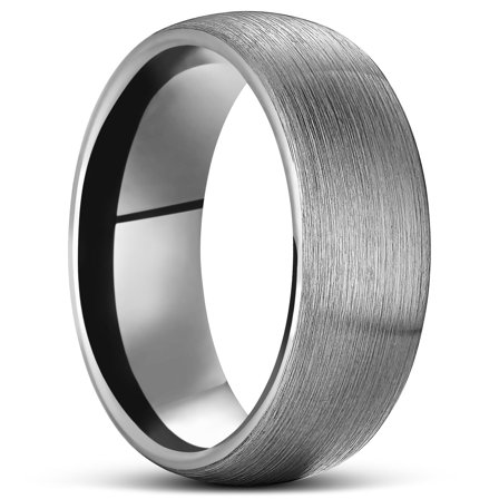 Terra | Anello in tungsteno grigio canna di fucile spazzolato da 8 mm per uomini - Anelli in acciaio