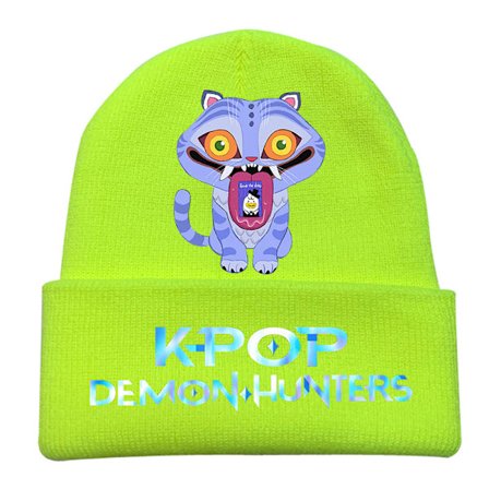 KPOP DEMON HUNTER omkransende strikket hat krøllet uldhat trykt beanie hat udendørs kold hat voksen
