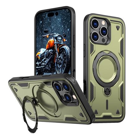 Hybrid Armor Trendy-etui med MagSafe til iPhone 16 Pro - Grøn