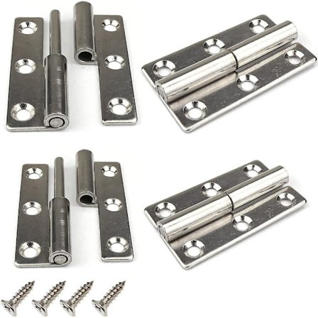 4 stk. 7,6 cm Aftagelige Dørhængsler til Indvendige og Udvendige Døre Skab 304 Rustfrit Stål