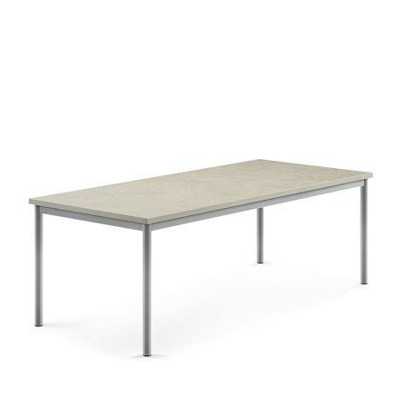 Desk SONITUS, 1800x800x600 mm, grey linoleum, alu grey