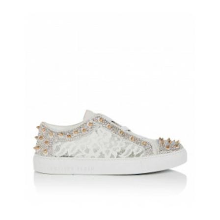 Philipp Plein Lo-Top Sneakers Shine Bright Hvid, Dame, Størrelse: 39 EU