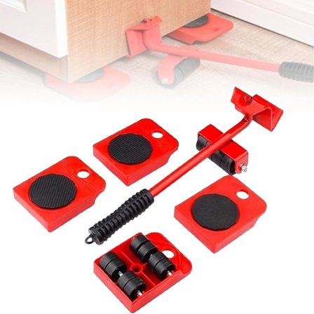 Møbelrulle, kraftig møbelløfter med hjul til tunge møbler (rød)