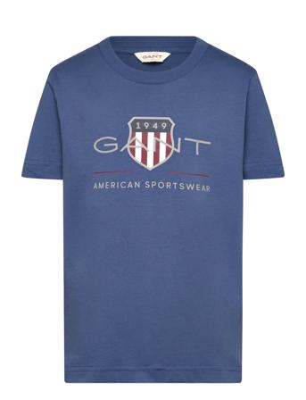 Archive Shield Ss T-Shirt Tops T-Kortærmet Skjorte Blue GANT