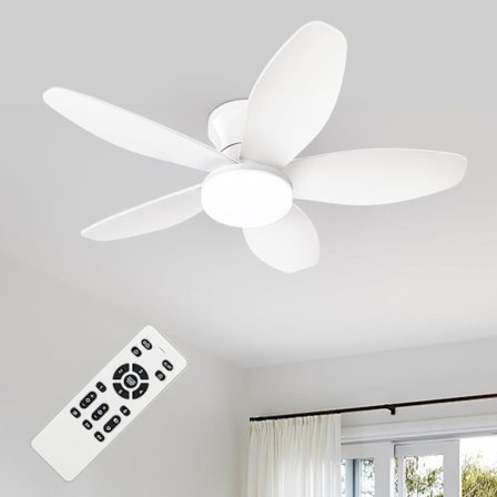 Quiet Ceiling Fan with Light, 65/88/100 cm Flush Mount, Ceiling Fan with Lighting and Remote Control