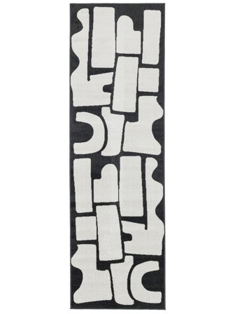 Lavável Contour Branco Pérola/Preto Pequeno Tapete