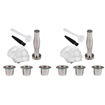 2X Rostfria Återanvändbara Kapslar med Presskaffe Malning Rostfritt Stål Tamp Kaffe Pods för