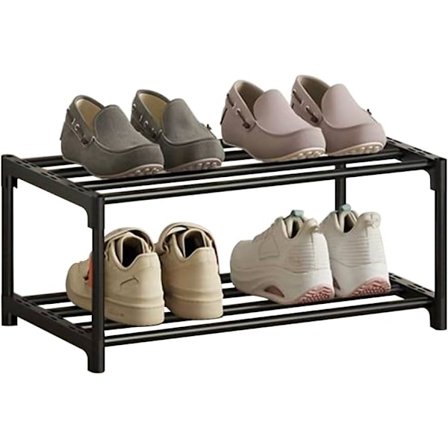 2-lags skohylle, liten smal skohylle, anti-rust belegg, egnet for sovesal, leilighetsbygg, balkong, stablebar smal skohylle