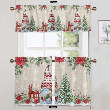 1/2 St Rod Pocket Älg Print Draperier Snowman Printed Short Panel