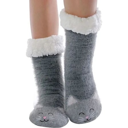 {PL}Naisten sukat Tossut Fleecevuoratut Söpöt Lämpimät Mukavat Sisäsukat Liukueste Talvi