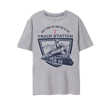 Yellowstone Mens Train Station Kortärmad T-shirt 3XL Grå M