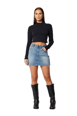 Abrand Aline Skirt Giseletint Mid Blue Kjolar Dam Blå w30