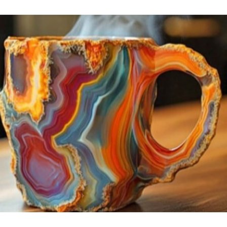 Mineral kristall kaffekopp, flerfärgad kaffekopp med handtag, elegant kristallgåva för hem och kontor Volcano Red-max