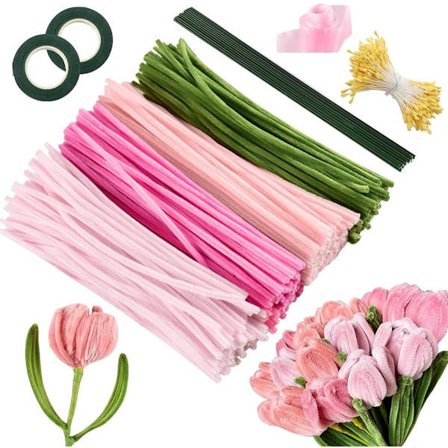 400 st - Piprensare Twister Sticks Färgade Chenille Tråd Tjock med Tillbehör Hantverksmaterial för DIY Konstprojekt, Kreativa Blomsterförnödenheter,